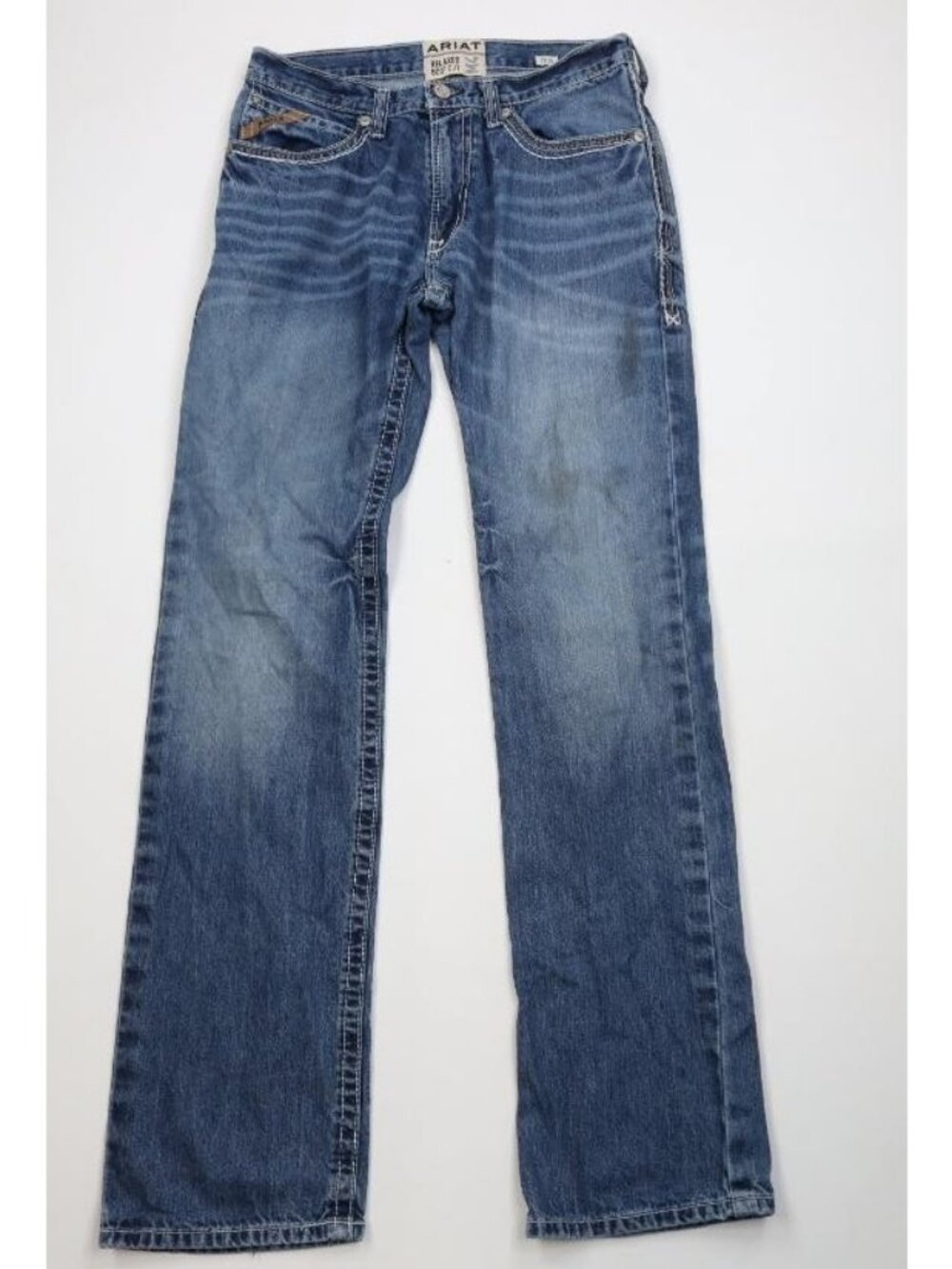 Ariat M4 Relaxed Boot Cut Mens 32x38 Thick Stitch Wide Leg Denim Jeans Workwear